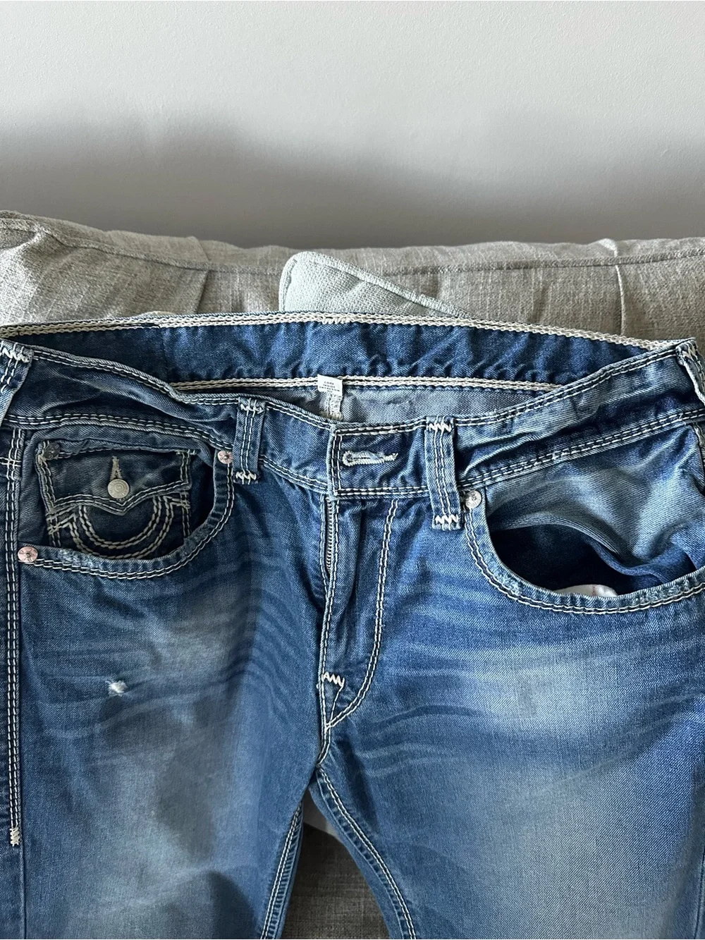 True Religion Slim Straight Blue Washed Jeans 36x30